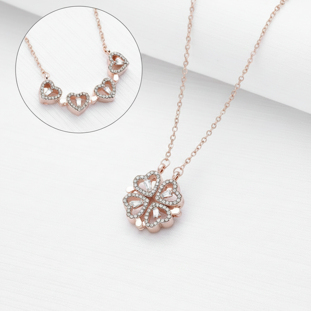 Magnetic Folding Heart Pendant Necklace
