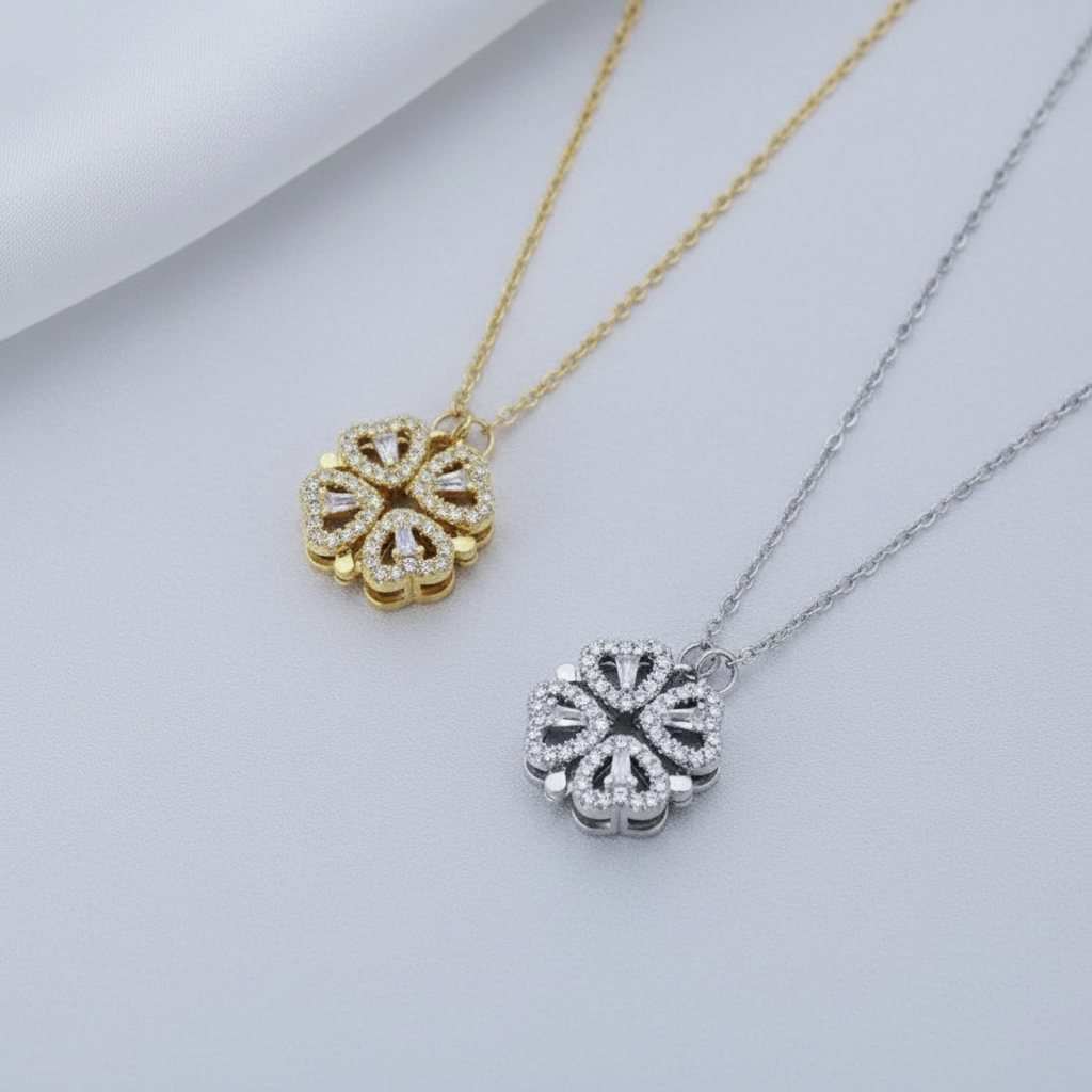 Magnetic Folding Heart Pendant Necklace