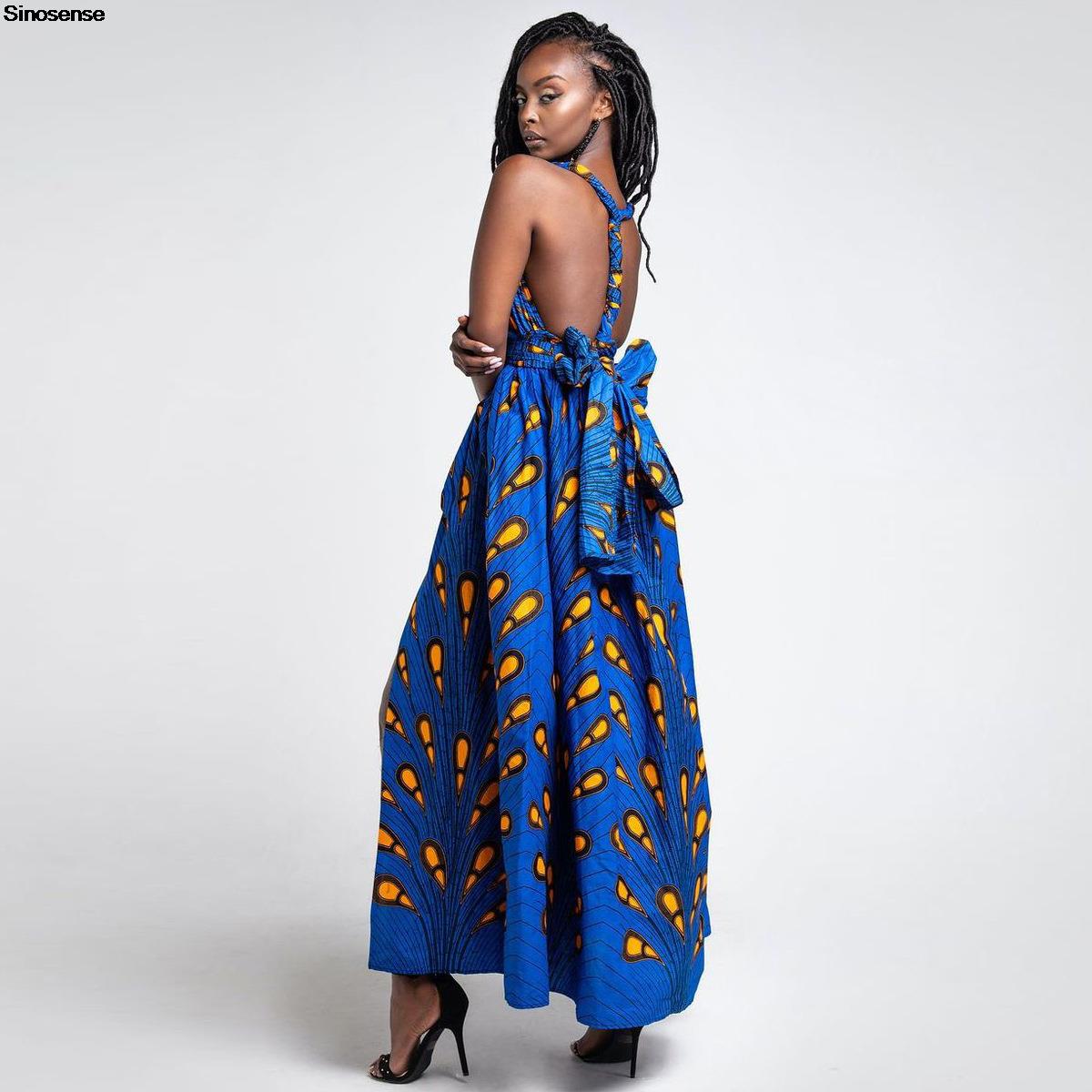 Robe longue convertible multi-positions à col en V pour femme