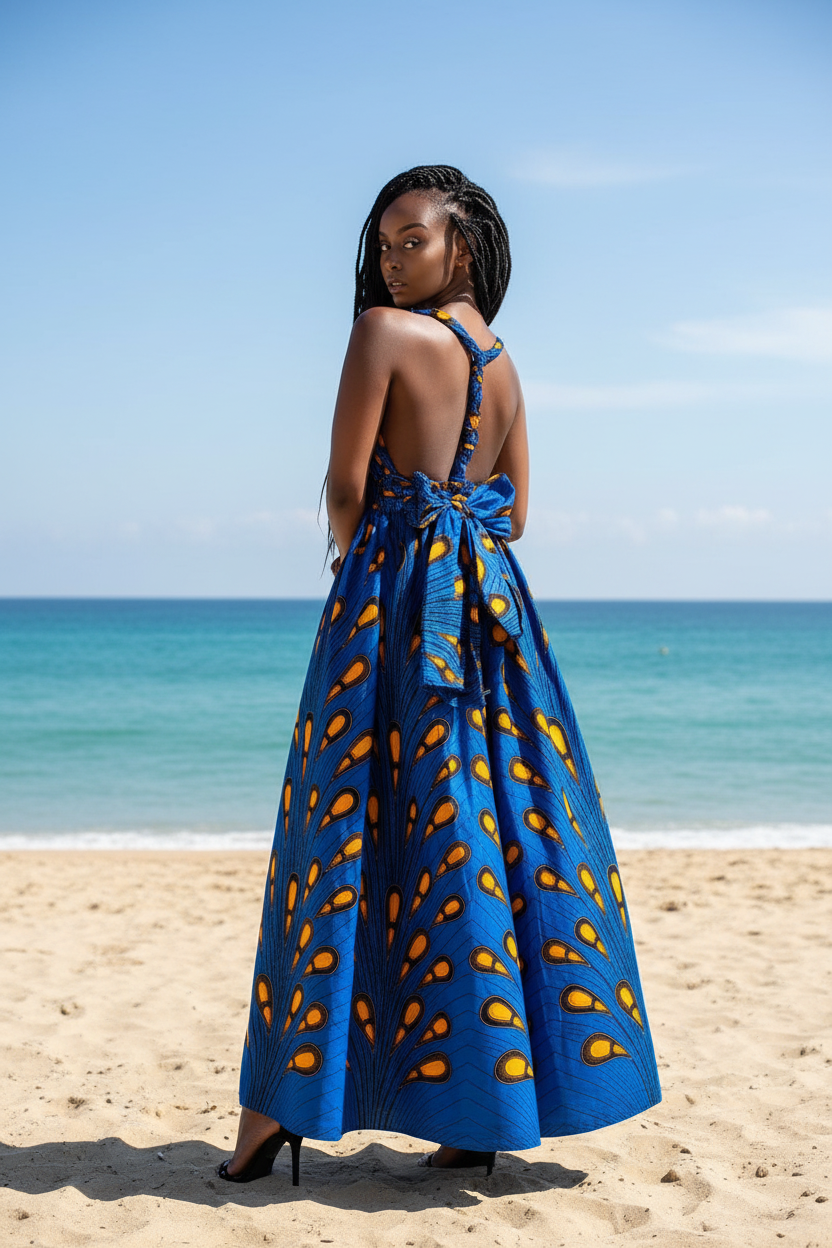 Robe longue convertible multi-positions à col en V pour femme