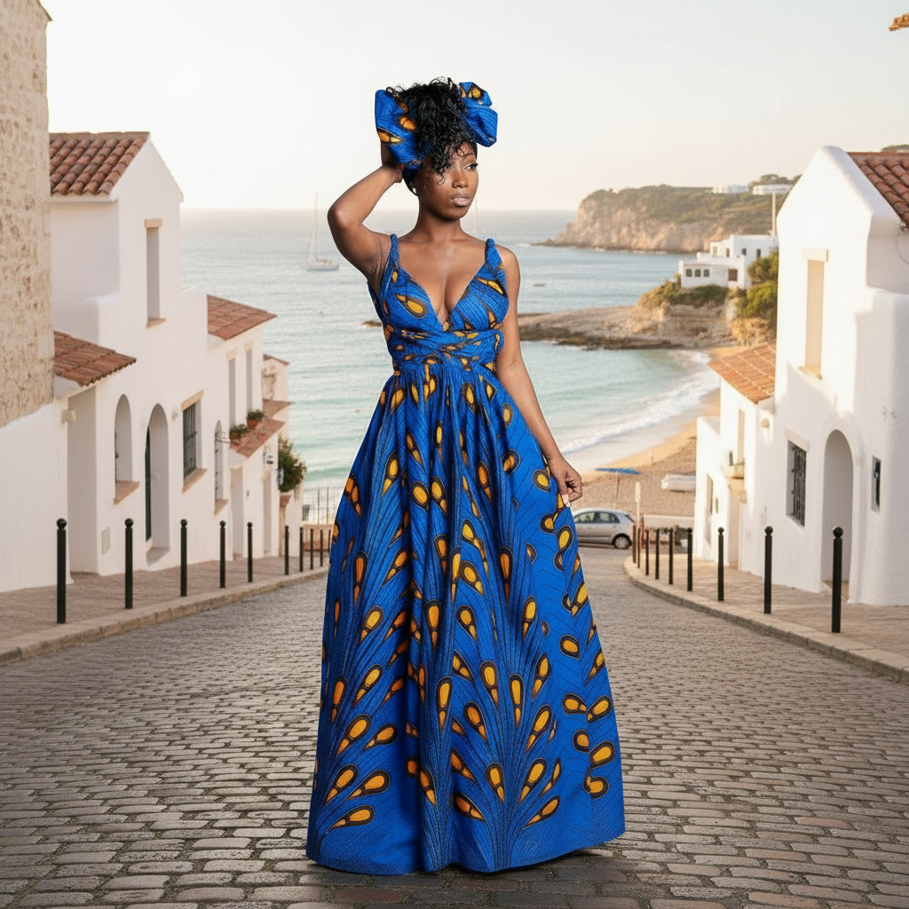 Robe longue convertible multi-positions à col en V pour femme